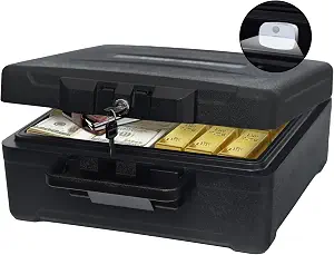 Fireproof Document Box with Key Lock – Large Portable Fire Safe for Home Documents – Waterproof & Fire Resistant Lock Box with Ergonomic Handle, 1 Hour at 1700°F, 72 Hours Waterproof (Copy)