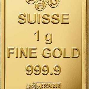 Generic 1 gram gold Pamp Suisse Fortuna Gold Minted Bar clear viewing window in gift pouch (Copy)